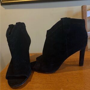 Vince Camuto Black Peep-Toe Heeled Boots